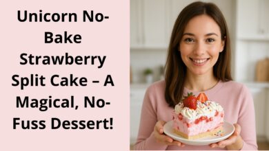 Unicorn No-Bake Strawberry Split Cake – A Magical, No-Fuss Dessert!